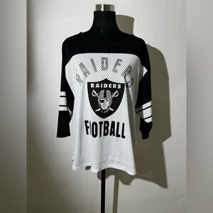 NFL Raiders Women’s Mesh Jersey Top Black White TEAM APPAREL XL Football Tee